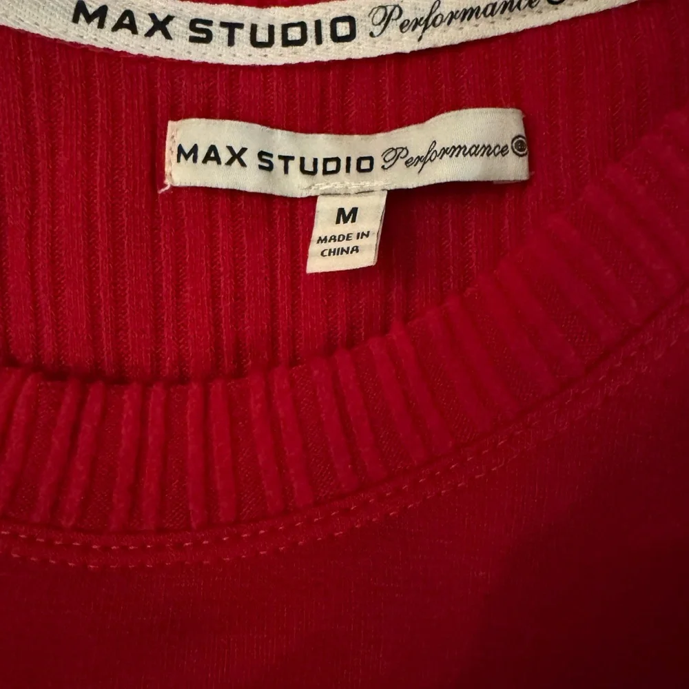 Max Studio Red Crew Neck Sweater with Side Zippers - Picture 5 of 6